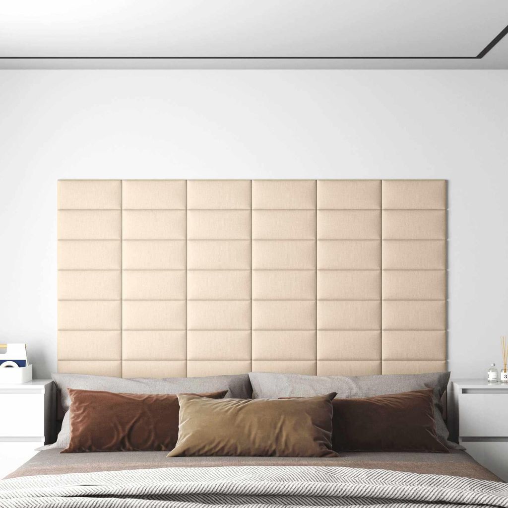 Wandkopfteilen 12 pcs Creme 30 x 15 cm Stoff