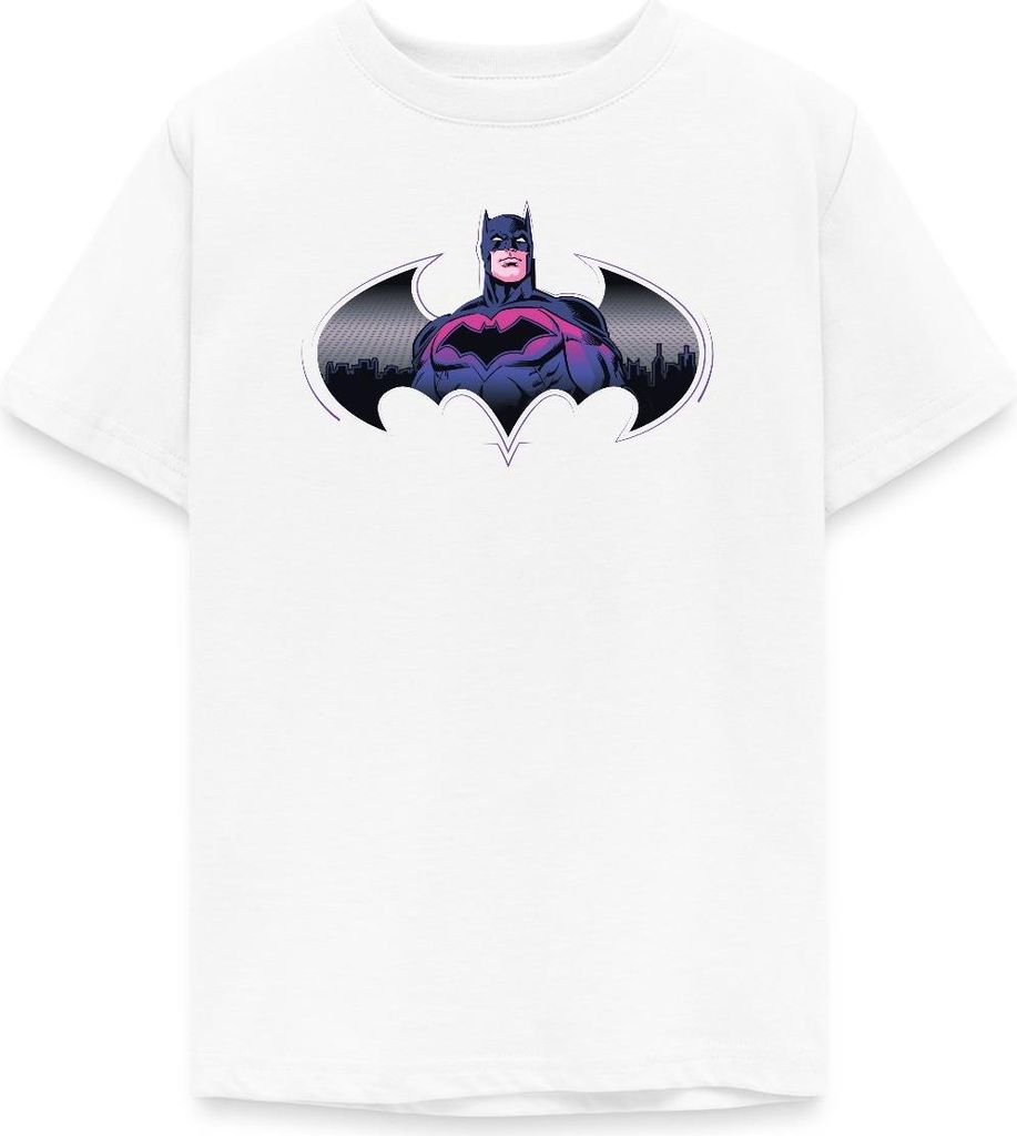 Spreadshirt Batman Cooles Design Mit Logo Und Pinkem Kostüm Teenager T-Shirt, 134/146 (9-11 Jahre), Weiß