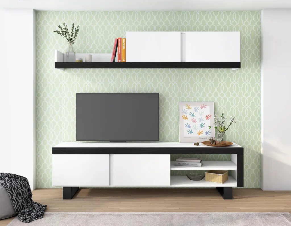 Ensemble de meubles de salon moderne IDEM blanc et noir laqué