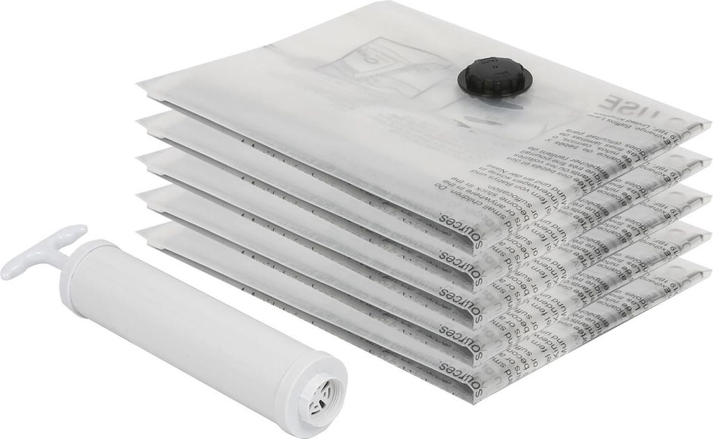 Harbour Housewares Vakuum-Aufbewahrungsbeutel mit Handpumpe – Groß (60 x 80 cm) – Grau – 5er-Pack