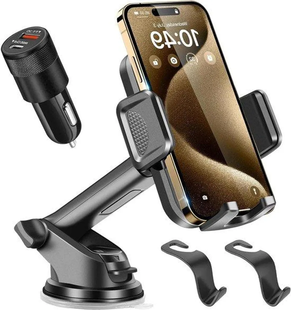 Support téléphone voiture 360° rotatif avec fixation ultra stable, Noir
