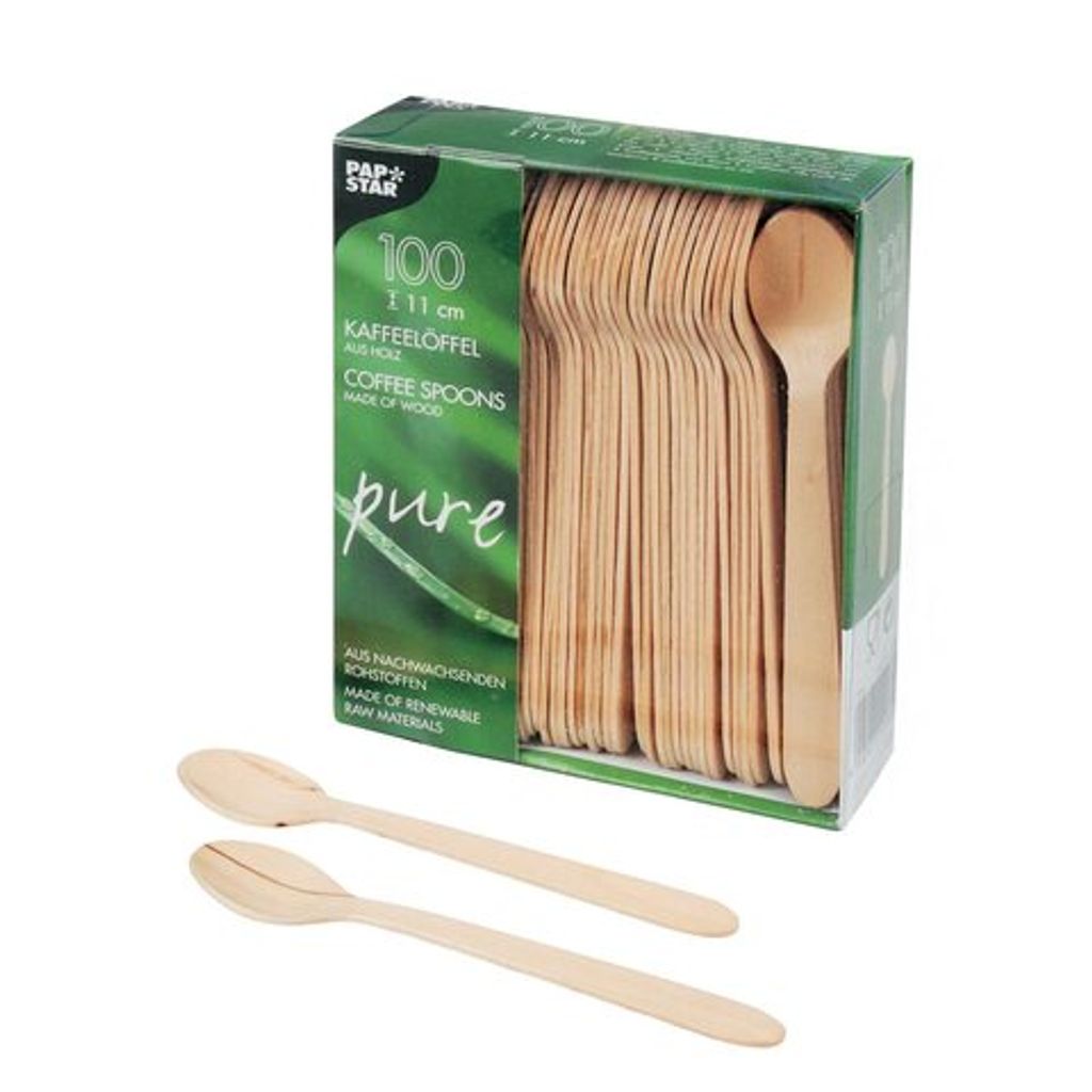 500x PAPSTAR 'pure' Holz Kaffeelöffel 11 cm