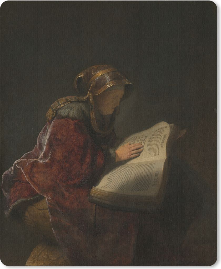 MuchoWow Mauspad Mousepad Alte Frau lesend, wahrscheinlich die Prophetin Hanna - Rembrandt van Rijn 19x23 cm - Mousepads - Maus Mat - Pad - Mausu...