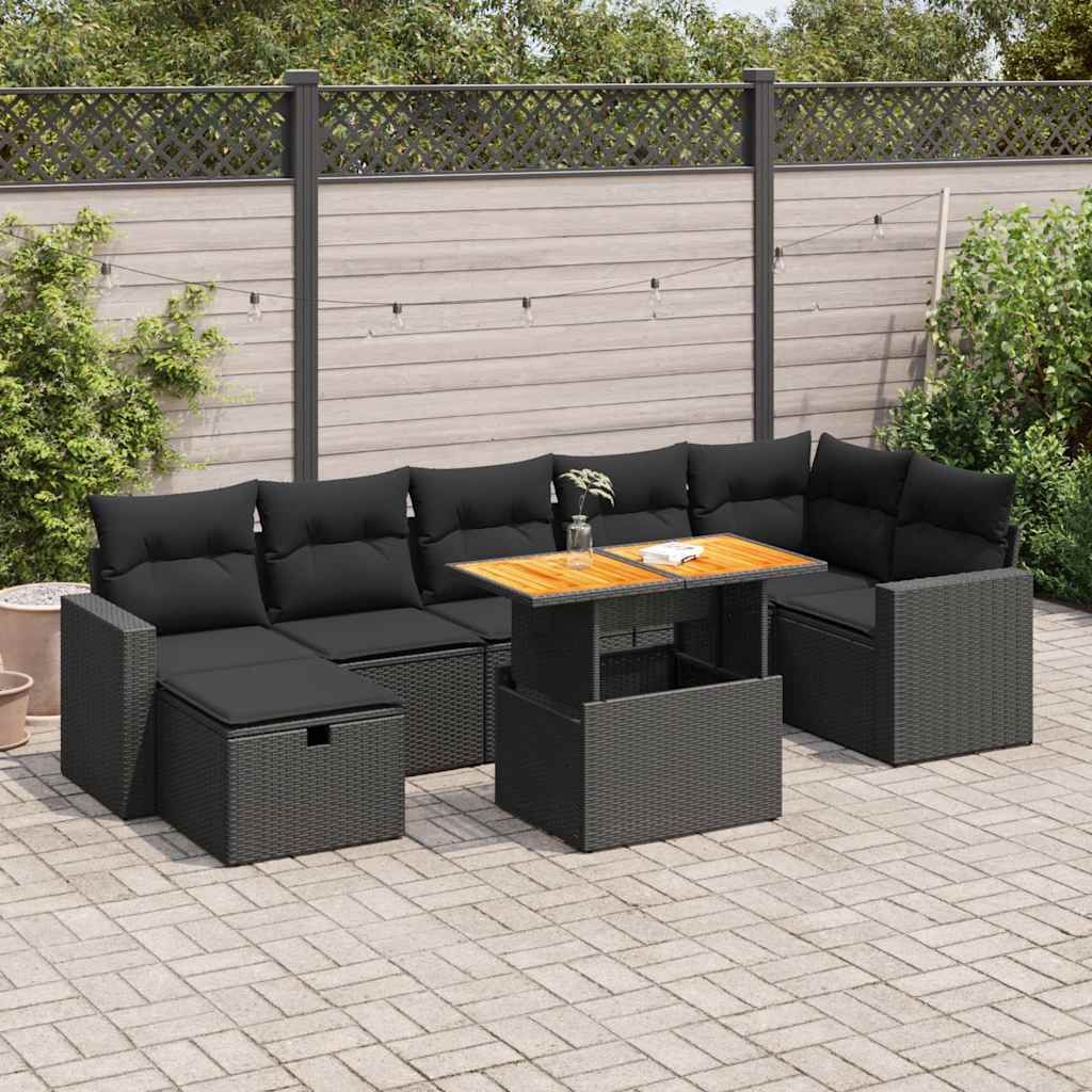 Maison Exclusive - 5tlg. Garten-Sofagarnitur mit Kissen Schwarz Poly Rattan Akazie