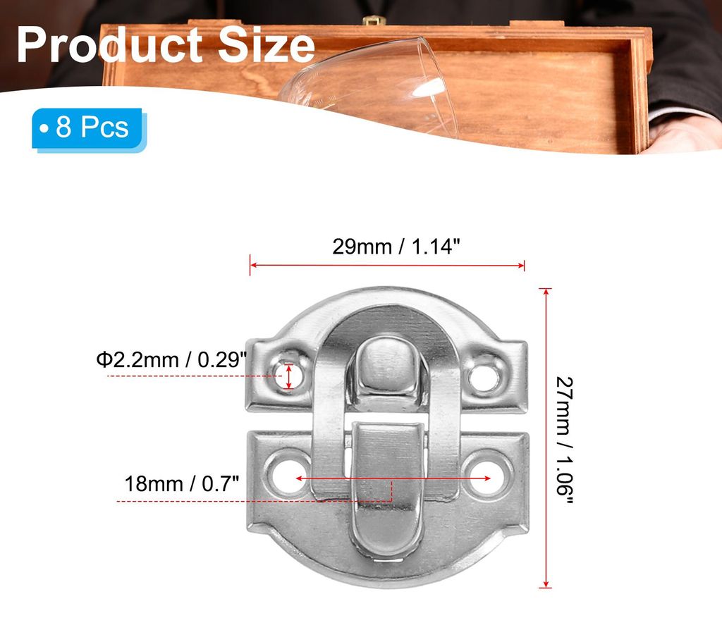 Kleiner Metallkasten-Knebelverschluss, 8er-Pack Vintage-Hasp-Verschluss-Schnalle-Hardware mit Montageschraube fš¹r Holzschmuckschrank-Werkzeugkas...