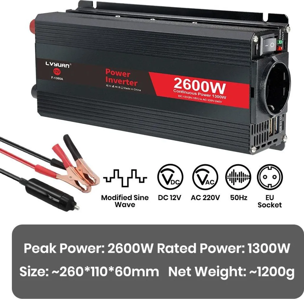 Inverter d'Emergenza 12V 220V 2600W - Proteggi la tua Energia