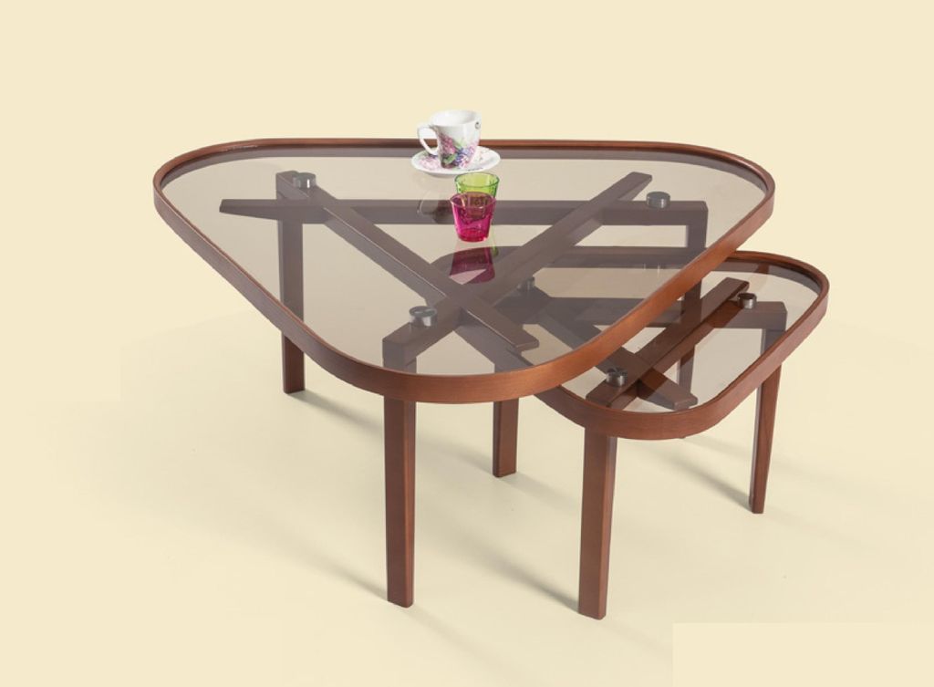 Robuster Couchtisch Set Designer Dreieckige Sofatische Produktbild 