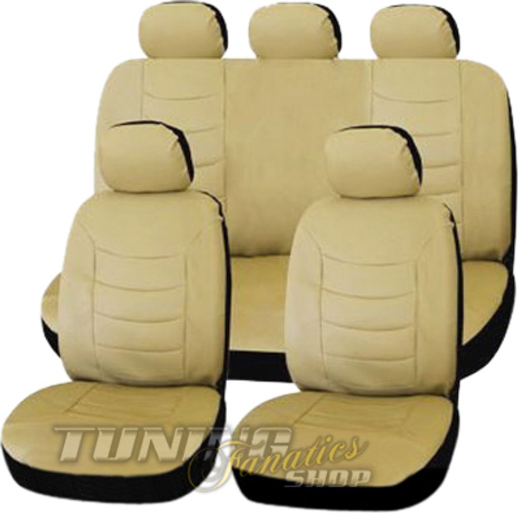 Premium Kunstleder Sitzbezug Auto Sitzbezüge Bezug Beige für viele Fahrzeuge