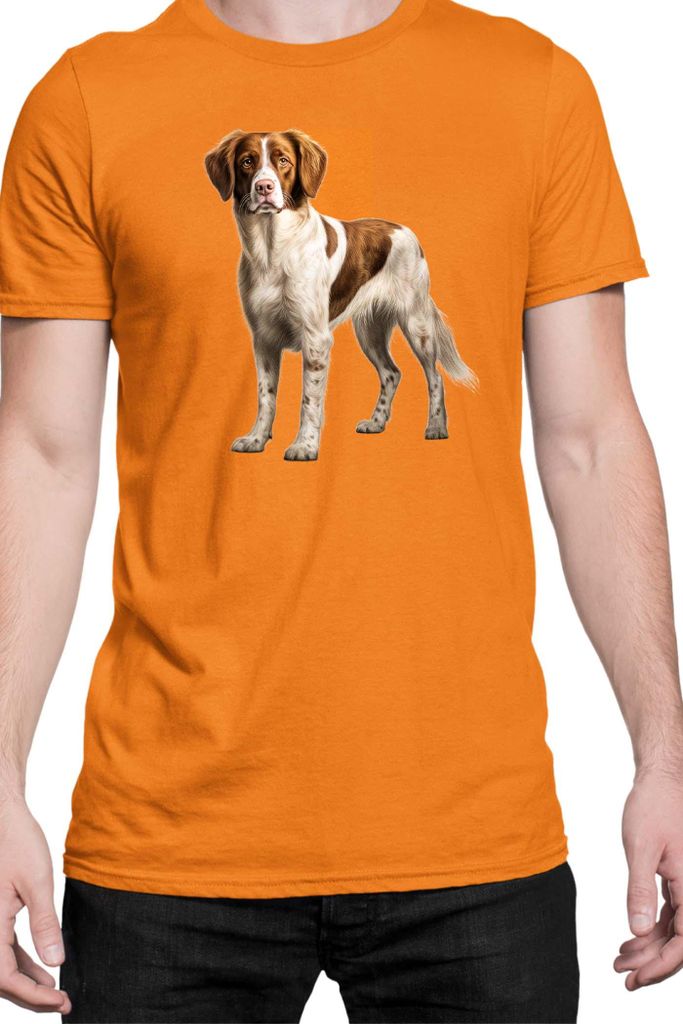 Herren T-Shirt Dogs Breeds Brittany Dog Breed 005, Man S / Orange