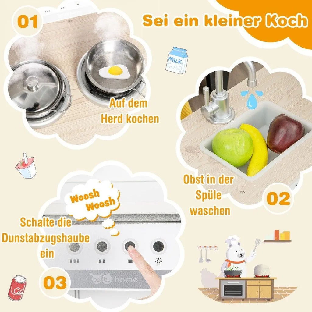 Cuisine enfant blanche multifonction avec effets sonores et jouets - 4