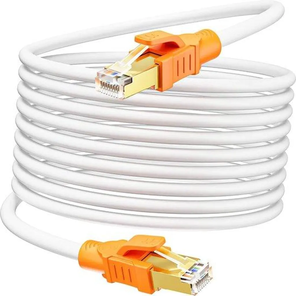 Câble réseau RJ45 10 mètres catégorie 8 blindé 2000MHz blanc S/FTP
