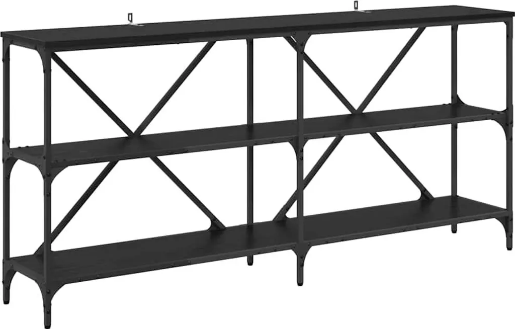 vidaXL Tavolino con ripiano in rovere nero 160 x 30 x 75 cm