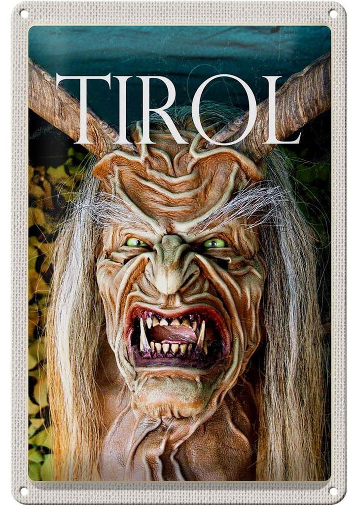 Blechschild Reise 20x30cm Osttirol der Krampus Monster Teufel