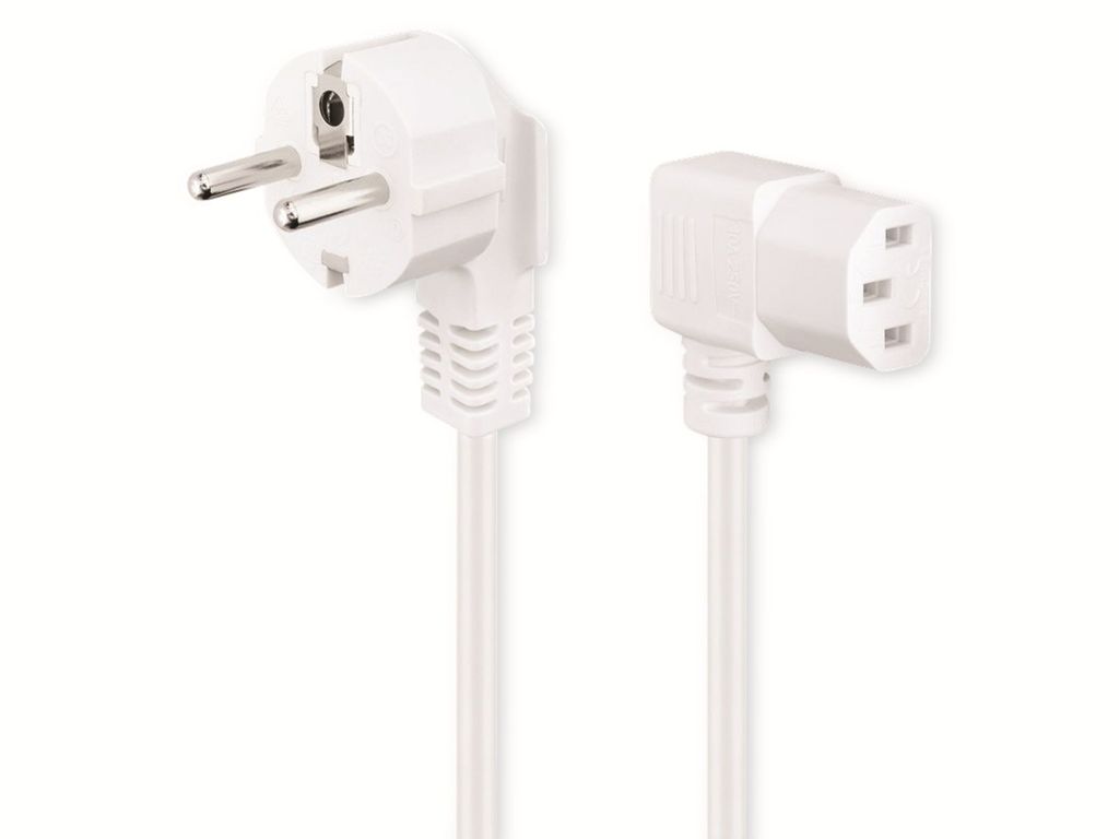 GOOBAY Kabel síťový, CEE 7/7(M) - IEC320 C13, 90°, 2m, bílý Obrázek produktu 1