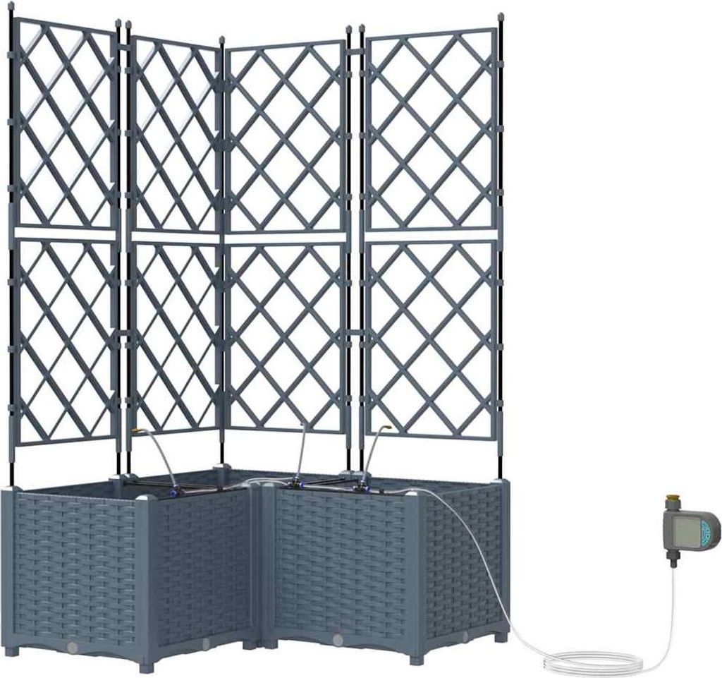 vidaXL Garten-Pflanzgefäß 3 pcs Hellgrau Kunststoff