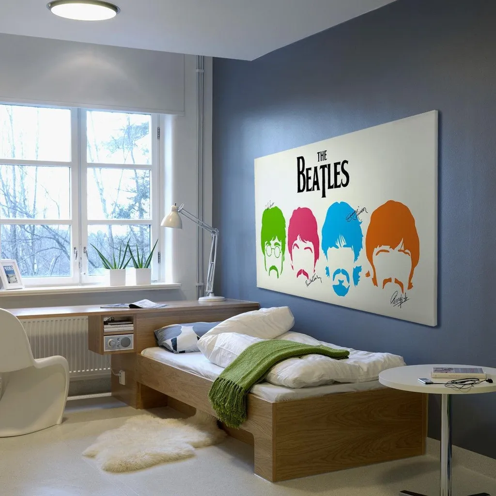 Quadro Beatles Legno Quadro The Beatles Vintage KUSTOM ART - Stampa Su