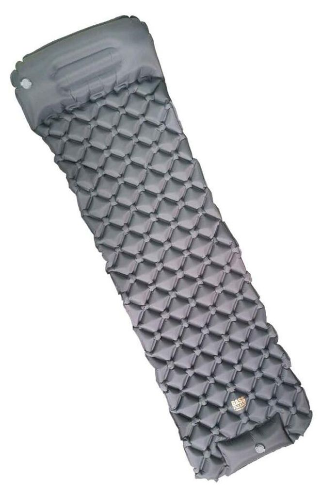 BASS Materasso gonfiabile con cuscino, 195x58x5cm, grigio Immagine del prodotto 