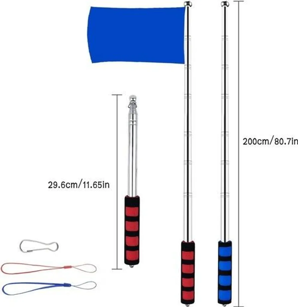Mât de drapeau extensible Kikuo réglable pour guide et camping bleu - 2