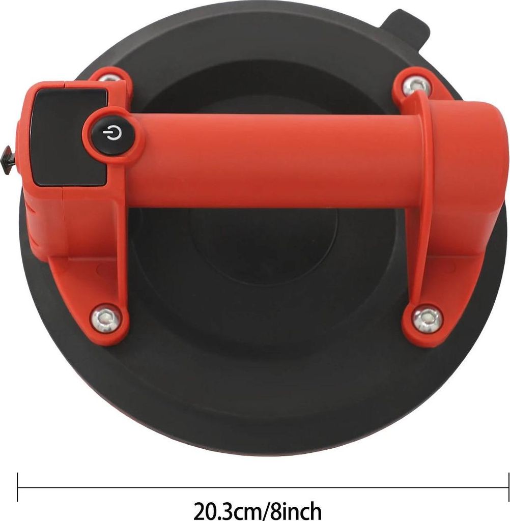 Elektrischer Vakuumsauger, 8 Zoll Handgerät, Digitalanzeige, rund, für Glas/Fliesen/Granit/Metall/Stein, rot