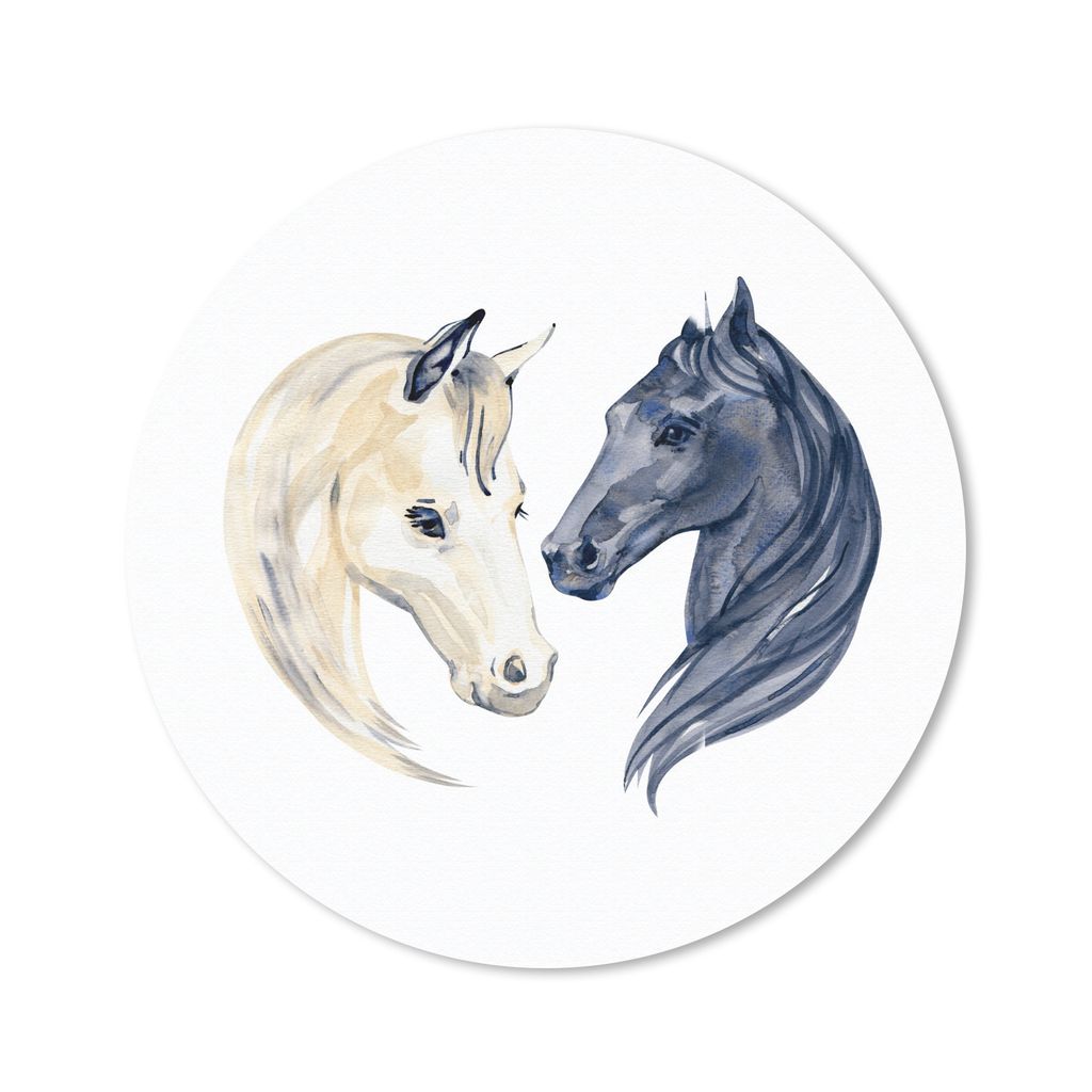 MuchoWow Mauspad Mousepad Pferde - Aquarell - Schwarz - Mädchen - Kinder - Mädchen 40x40 cm - Mousepads - Maus Mat - Pad - Mausunterlage - Schr...