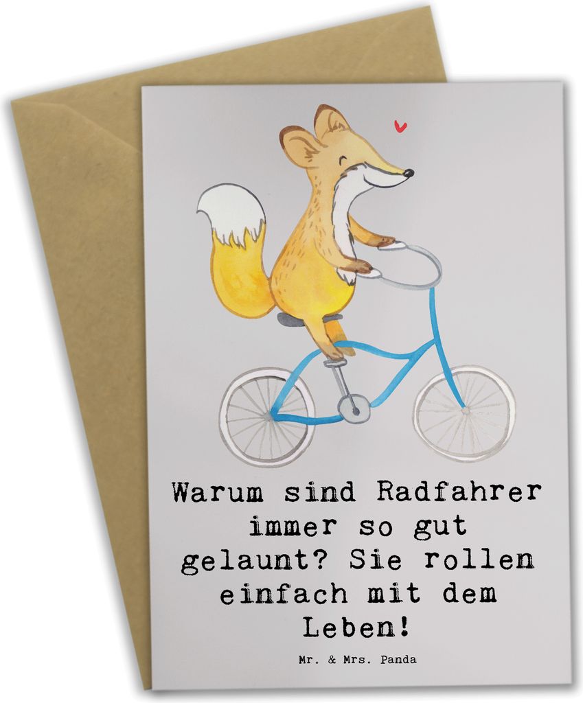 Mr. & Mrs. Panda Beileidskarte Radsport Glück - Grau Produktbild 