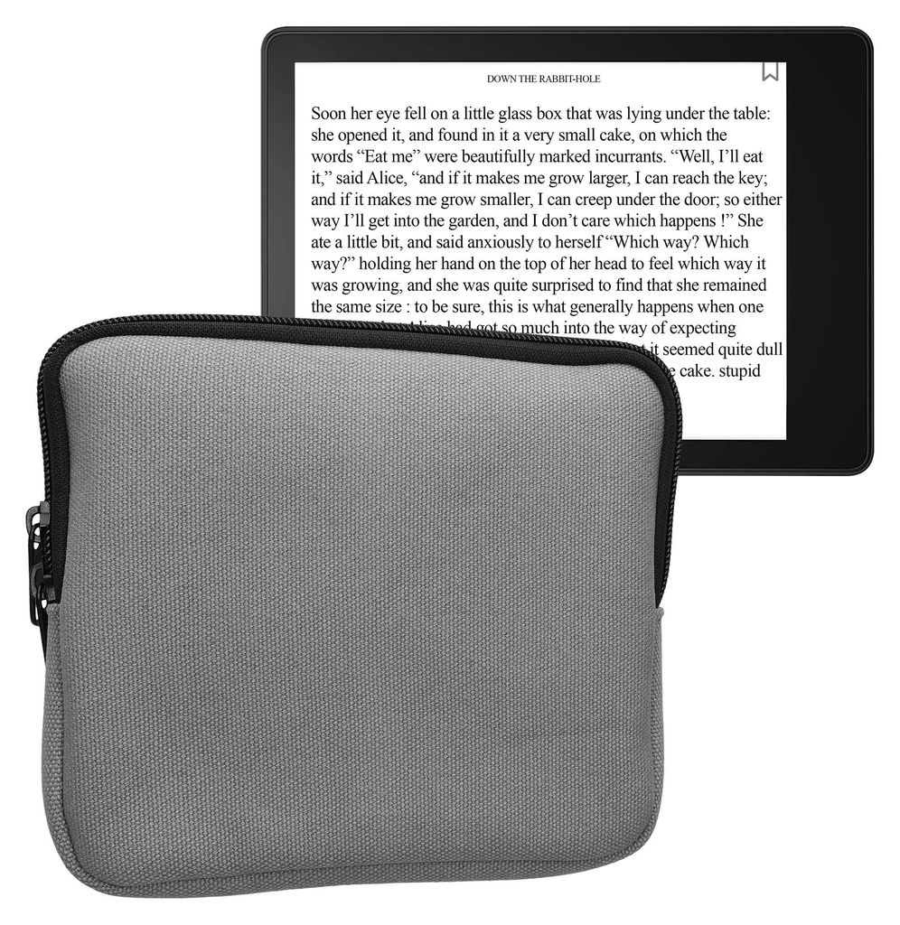 kwmobile Schutzhülle aus Canvas kompatibel mit 6,8-7" eReader Hülle - Canvashülle für e-Reader mit Reißverschluss - Grau