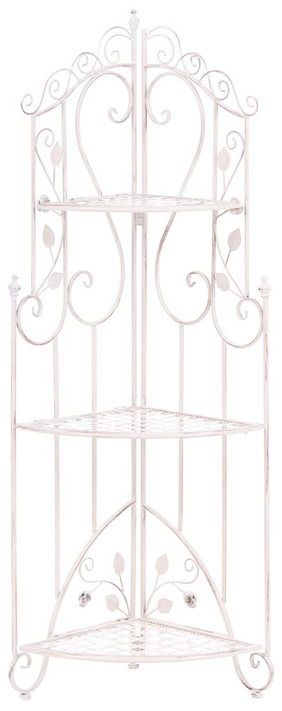 BELIANI Badezimmerregal Weiß Metall 3 Ablageflächen Klappbar Vintage Retro Stil Badregal Eckregal Aufbewahrung Badezimmer