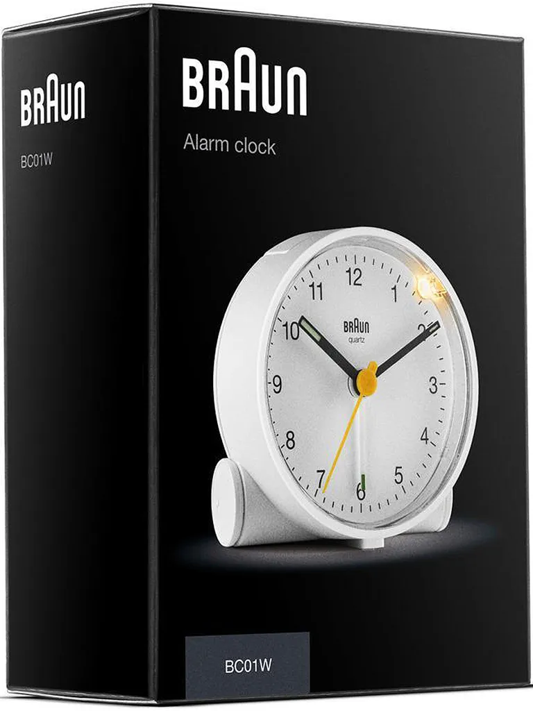 Réveil de Table à Quartz Braun BC01W Blanc - Cadran Carré Compact - 5