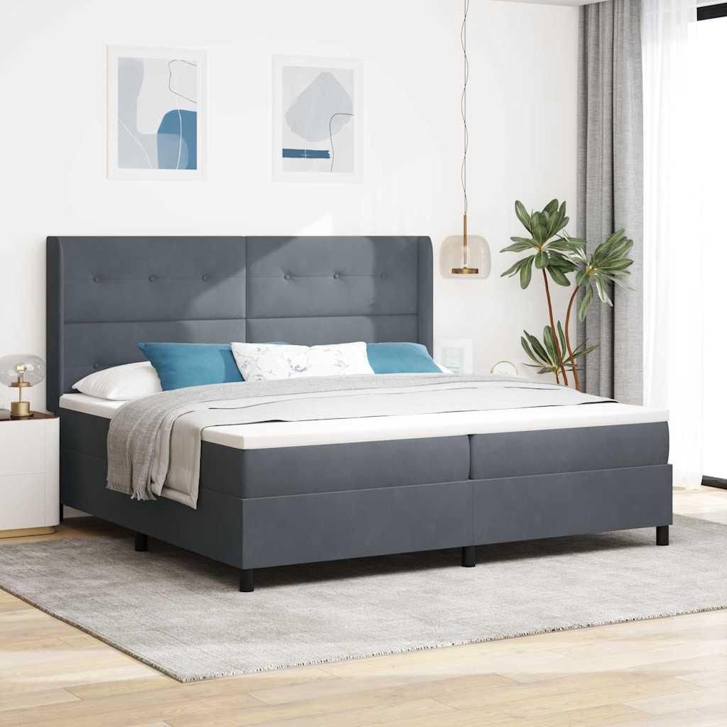 Maison Exclusive - Boxspringbett mit Matratze mit LED Dunkelgrau 200 x 200 cm Samt