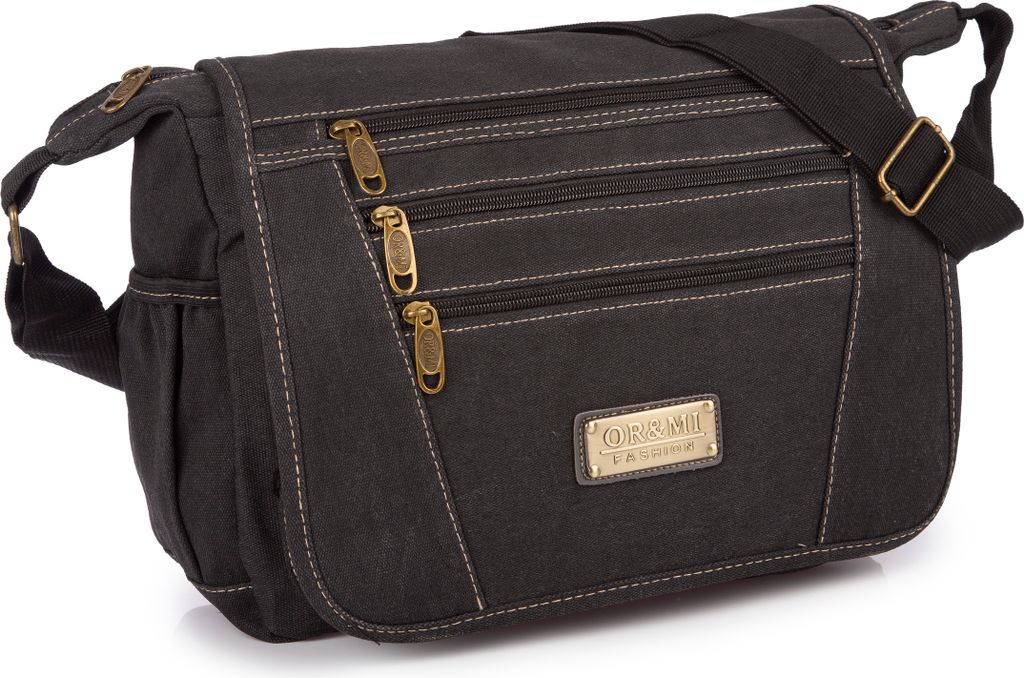 Torba męska na ramię w stylu vintage z canvasu Szara ORMI Zdjęcie produktu 