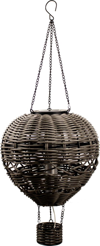 Northpoint LED Solar Laterne Rattan Heißluftballon Windlicht Außenbereich Garten Solarpanel grau
