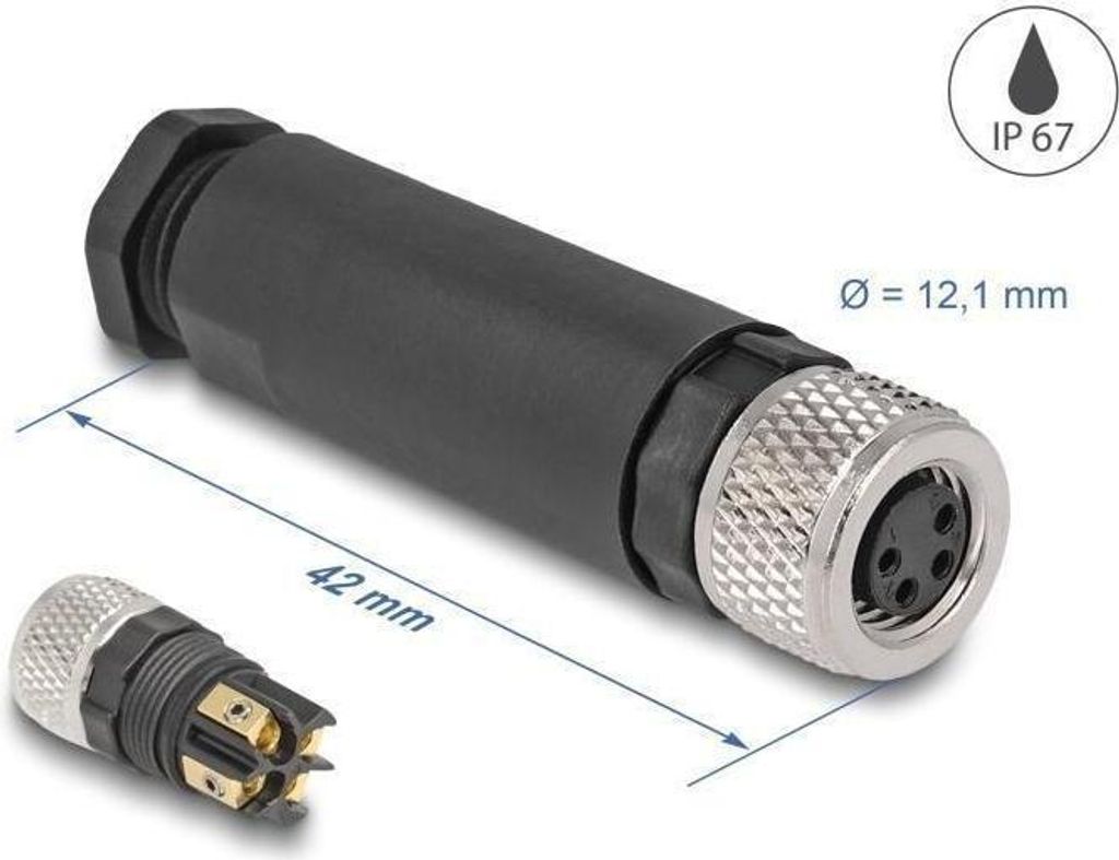 DELOCK M8 Steckverbinder A-kodiert 4 Pin Buchse