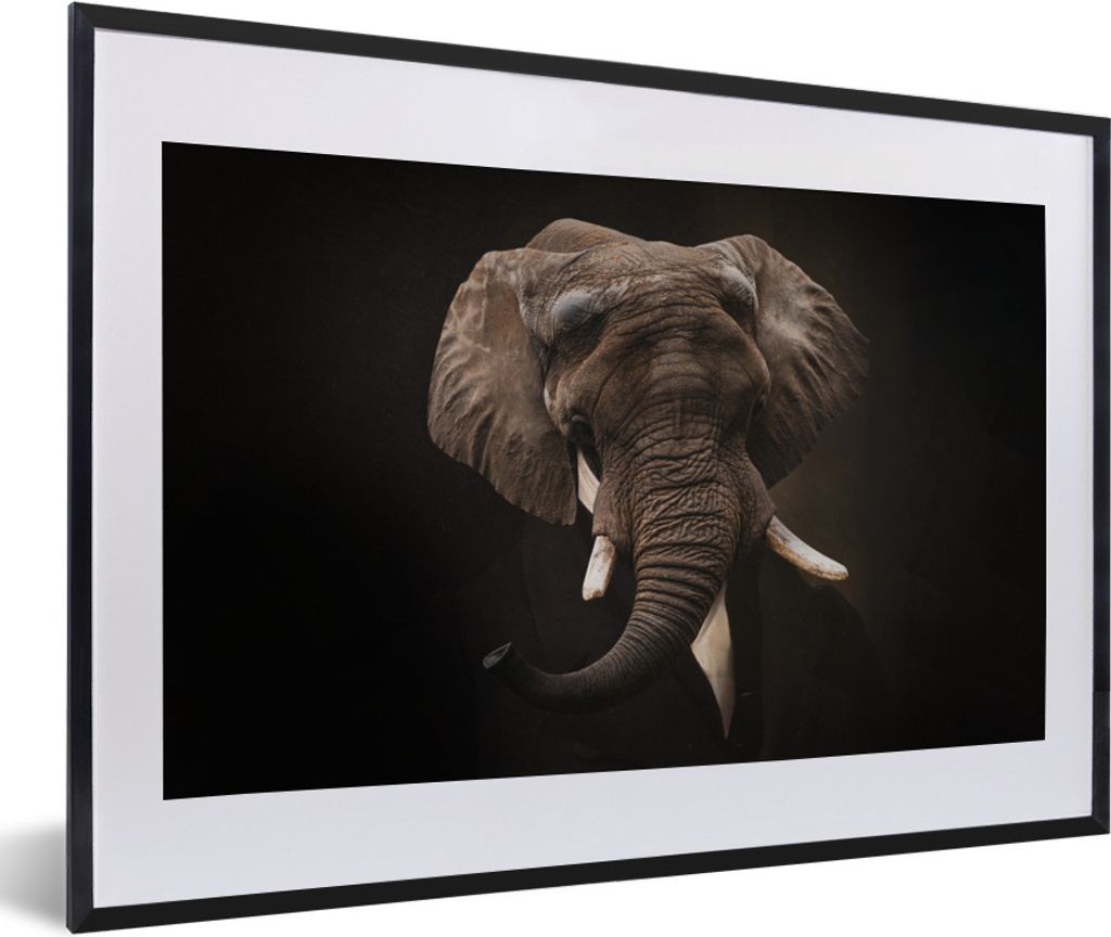 MuchoWow Gerahmtes Poster Alte Meister - Elefant - Anzug 60x40 cm - Poster mit Schwarzem Bilderrahmen Wandposter Rahmen Foto Bilder - Schlafzimme...