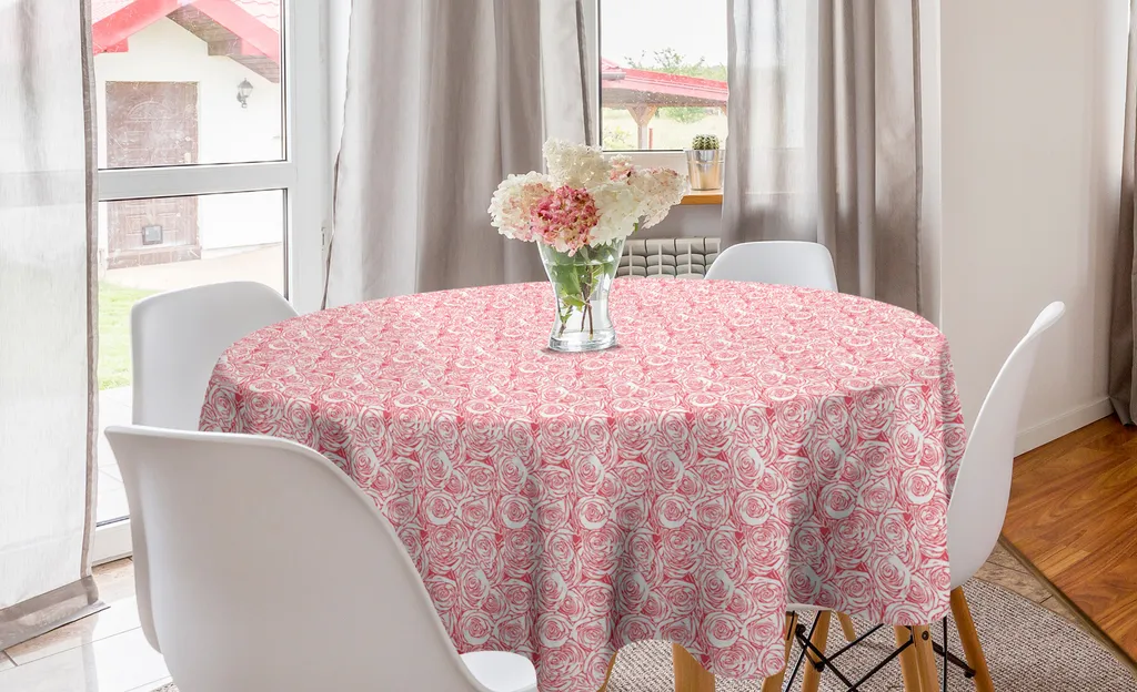 Tovaglia Antimacchia Rotonda Rose Rosa ABAKUHAUS 150cm | Lavabile