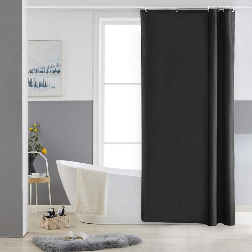 Schmaler Duschvorhang für Eckduschen und kleine Badewannen, Badezimmervorhang aus Polyestergewebe, schimmelresistent, wasserabweisend und waschbar...