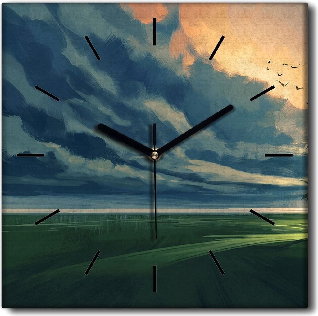 Coloray Uhr auf Leinwand 30x30 cm Wand Uhr Dekoration Wohnzimmer Segeltuch schwarze Hände -Ein Mann mit einem Regenschirm