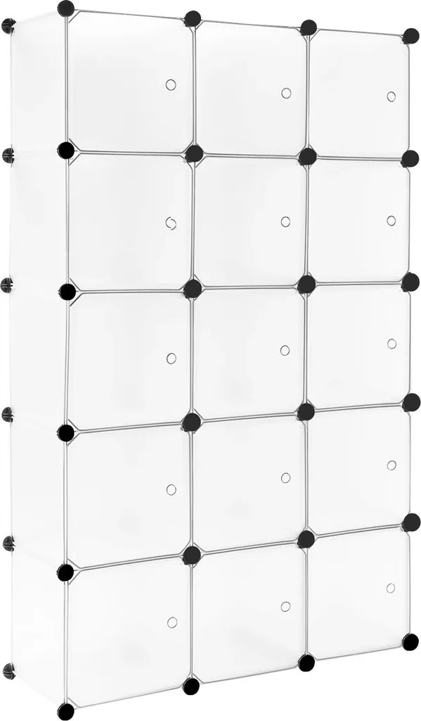 Étagère à chaussures blanche 15 cubes DIY en plastique modulable