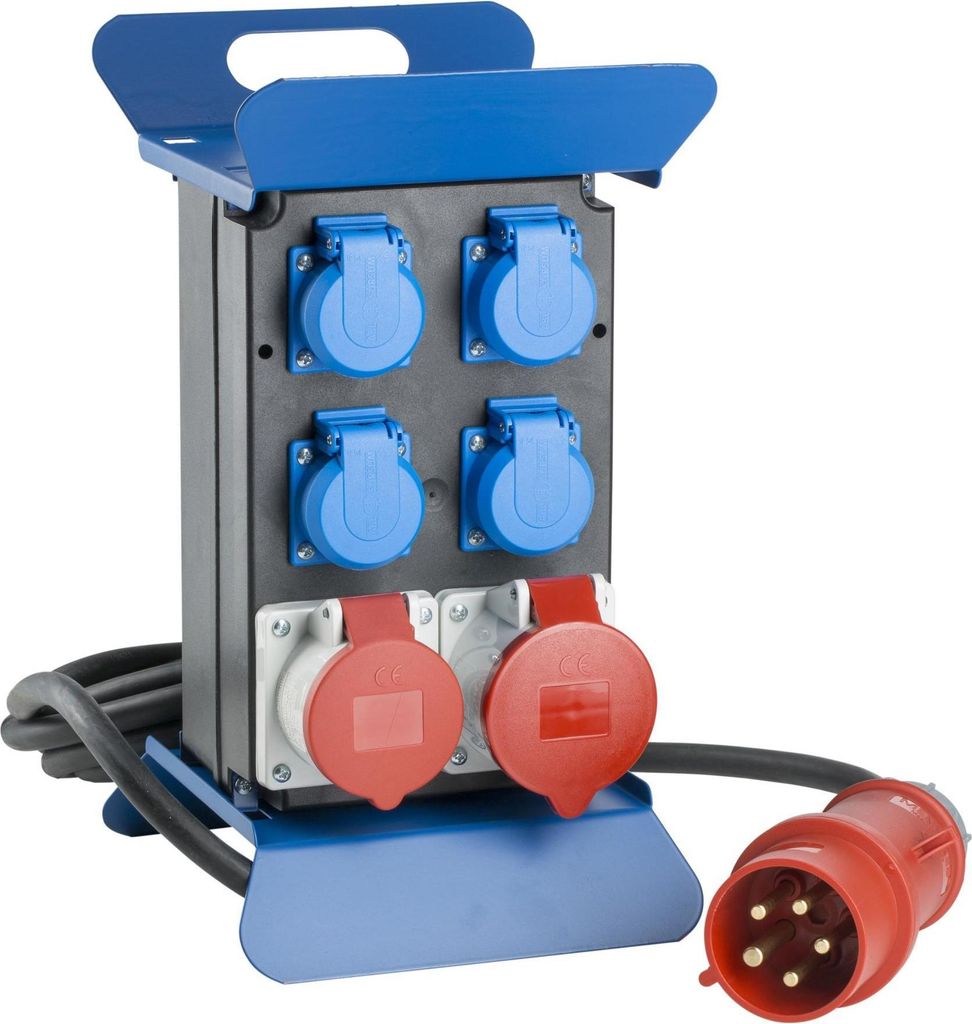 Baustrom-verteiler 32A 16A 400V Kraftstrom Stromverteiler Starkstrom-verteiler für Baustellen Camping Veranstaltungen Spritzwassergeschützt Schut...