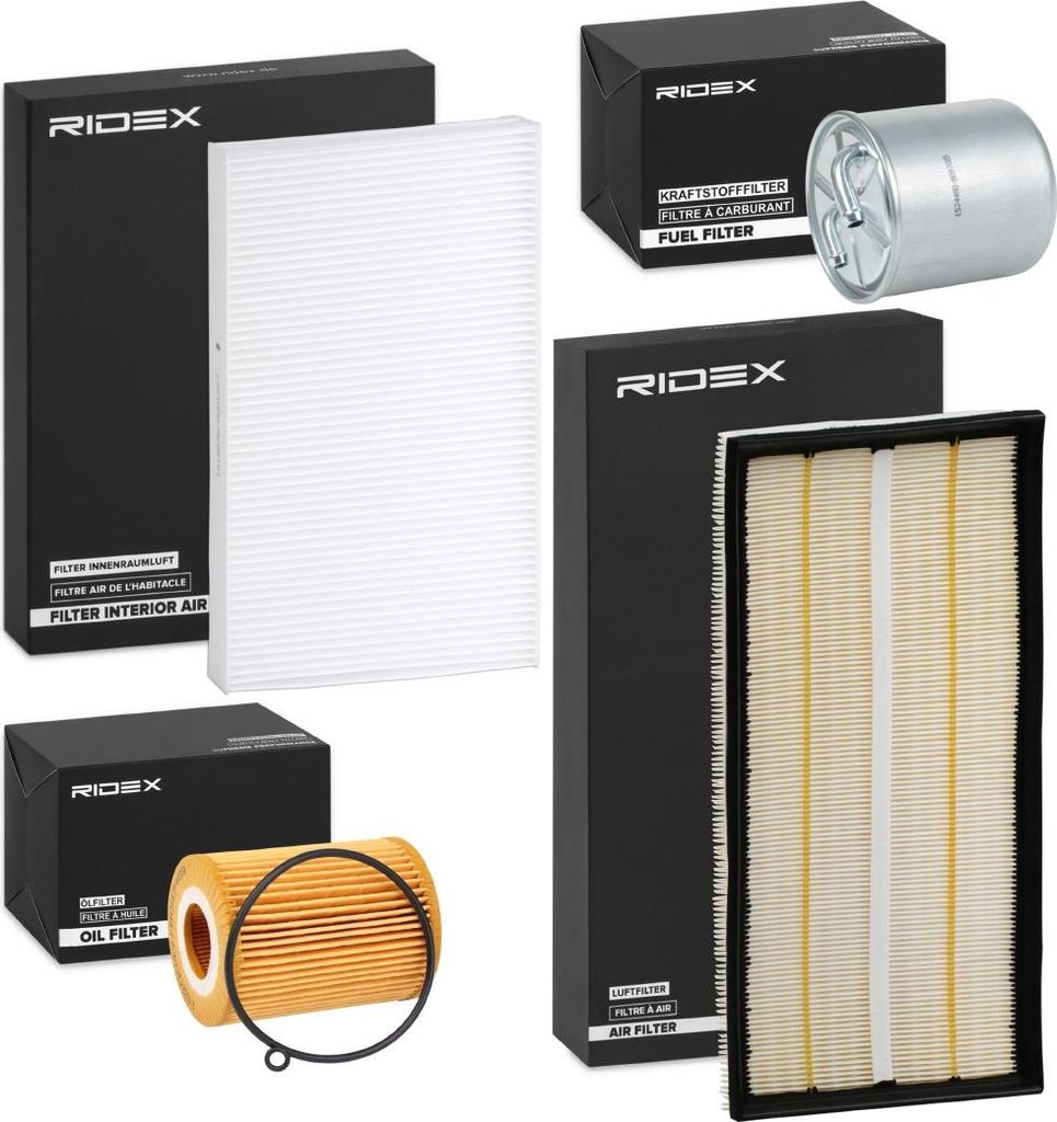 RIDEX Filterset Inspektionspaket Filtersatz passend für MERCEDES-BENZ VIANO (W639) VITO Bus (W639) VITO / MIXTO Kasten (W639)