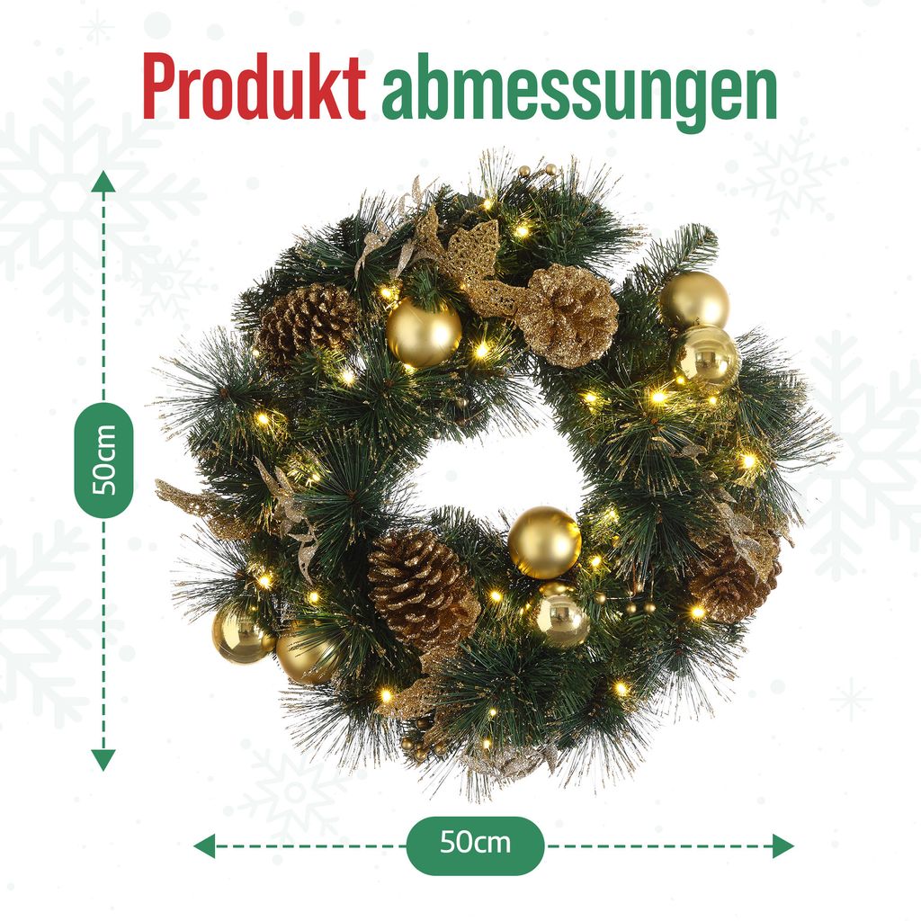 MeisterHome ® Künstlicher Weihnachtskranz Adventskranz für Produktbild 7