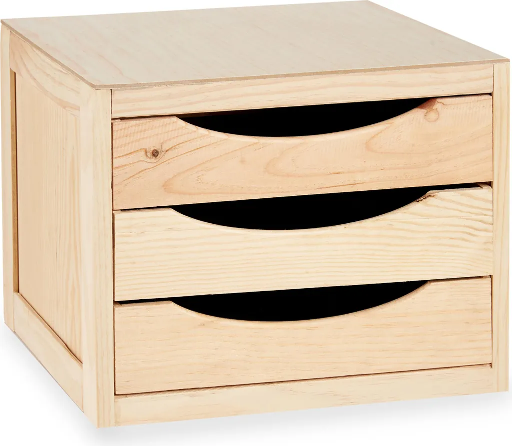 Cassettiera Legno Mini per Casa e Hobby | 3 Cassetti | Ordine Naturale