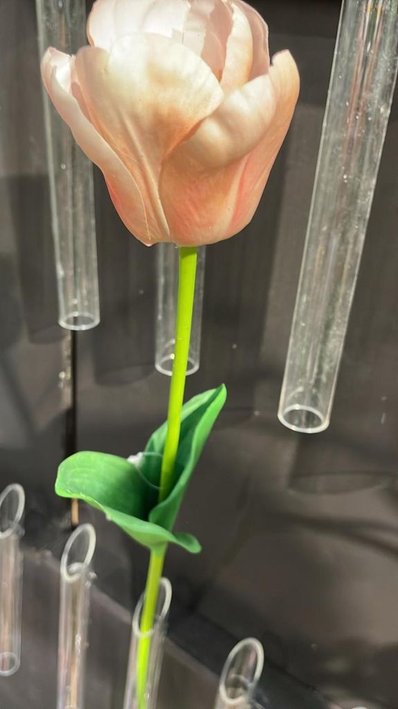 artplants.de Kunst Tulpe PJASSINA, Aprikose-rosa, 65cm - Künstliche Tulpe