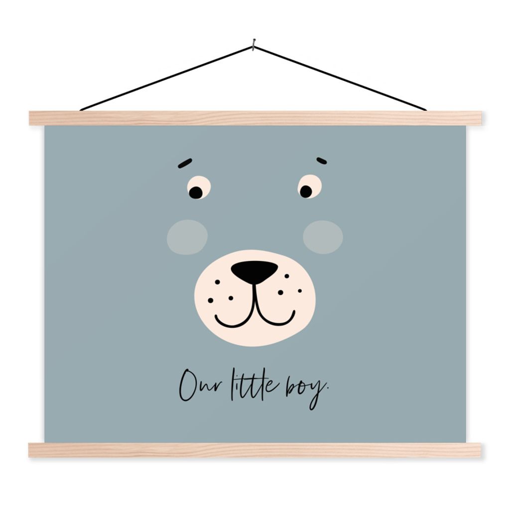 MuchoWow Textilposter Zitate - Sprichwörter - Kinder - Unser kleiner Junge - Kinder - Baby - Kleiner Junge 40x30 cm mit holzfarbenen Rahmen - Bi...