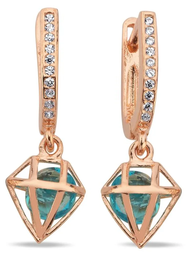 Boucles d'oreilles aigue-marine hypoallergéniques en argent 925 or rose