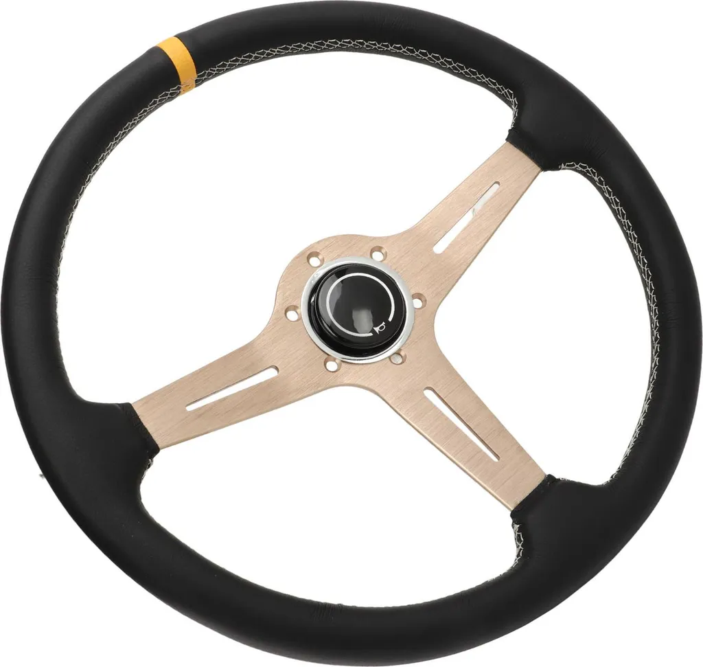 Volante Sportivo 14,5" Pelle Nera e Cuciture Bianche | Grip Estremo