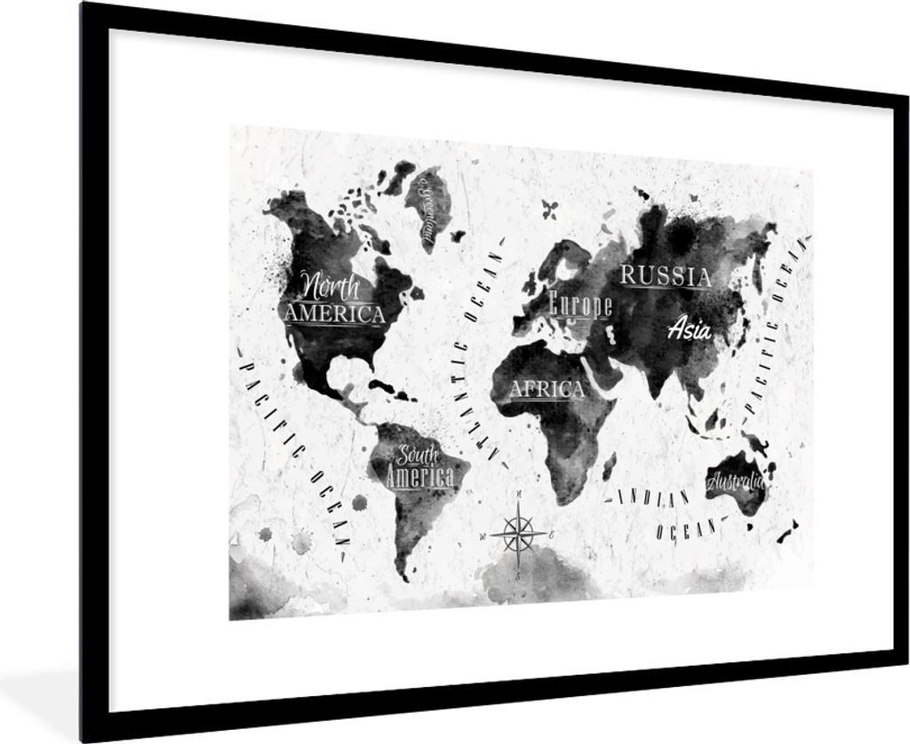 MuchoWow® MuchoWow® Gerahmtes Poster Weltkarte - Aquarell - Produktbild 