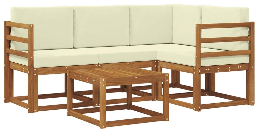 vidaXL Outdoor-Sofagarnitur mit Kissen 5 pcs Natur und Creme