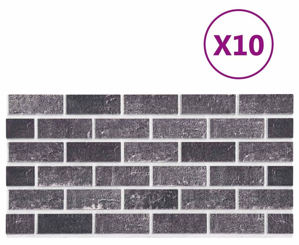 vidaXL Wandpaneele 10 pcs Schwarz und Grau 100 x 50 cm EPS-Schaum