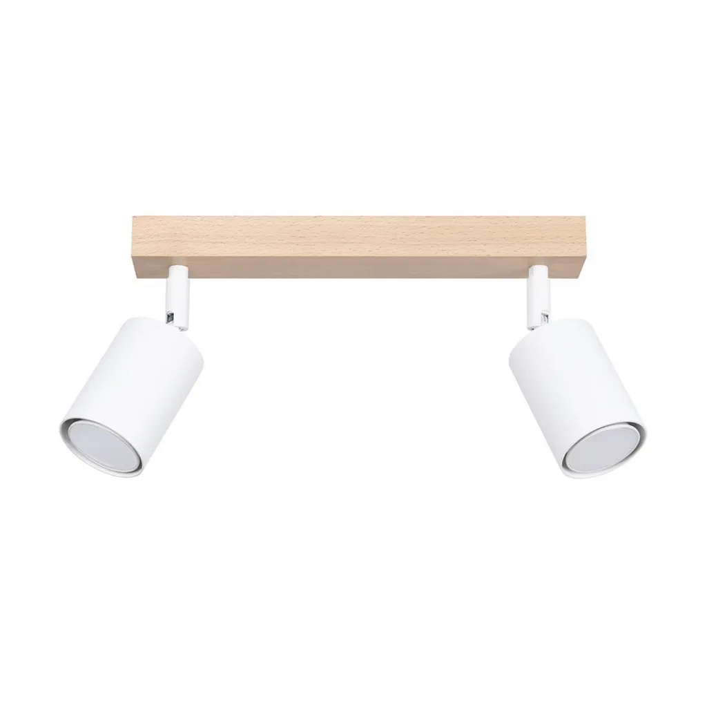 Lampada Soffitto VERDO 2 Bianco Legno Acciaio | Sollux Lighting Shop