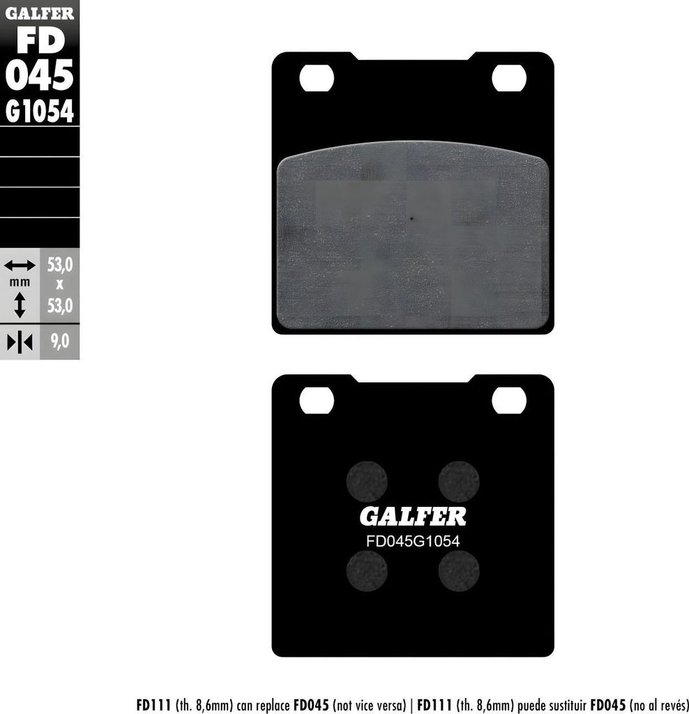 Bremsbeläge Set Galfer 2x FD045G1054 Semi-Metall vorne für Honda CB F2, Suzuki GSX E ED EF ES K1 - K6 250 - 750 ccm Bj. 1976 - 1986